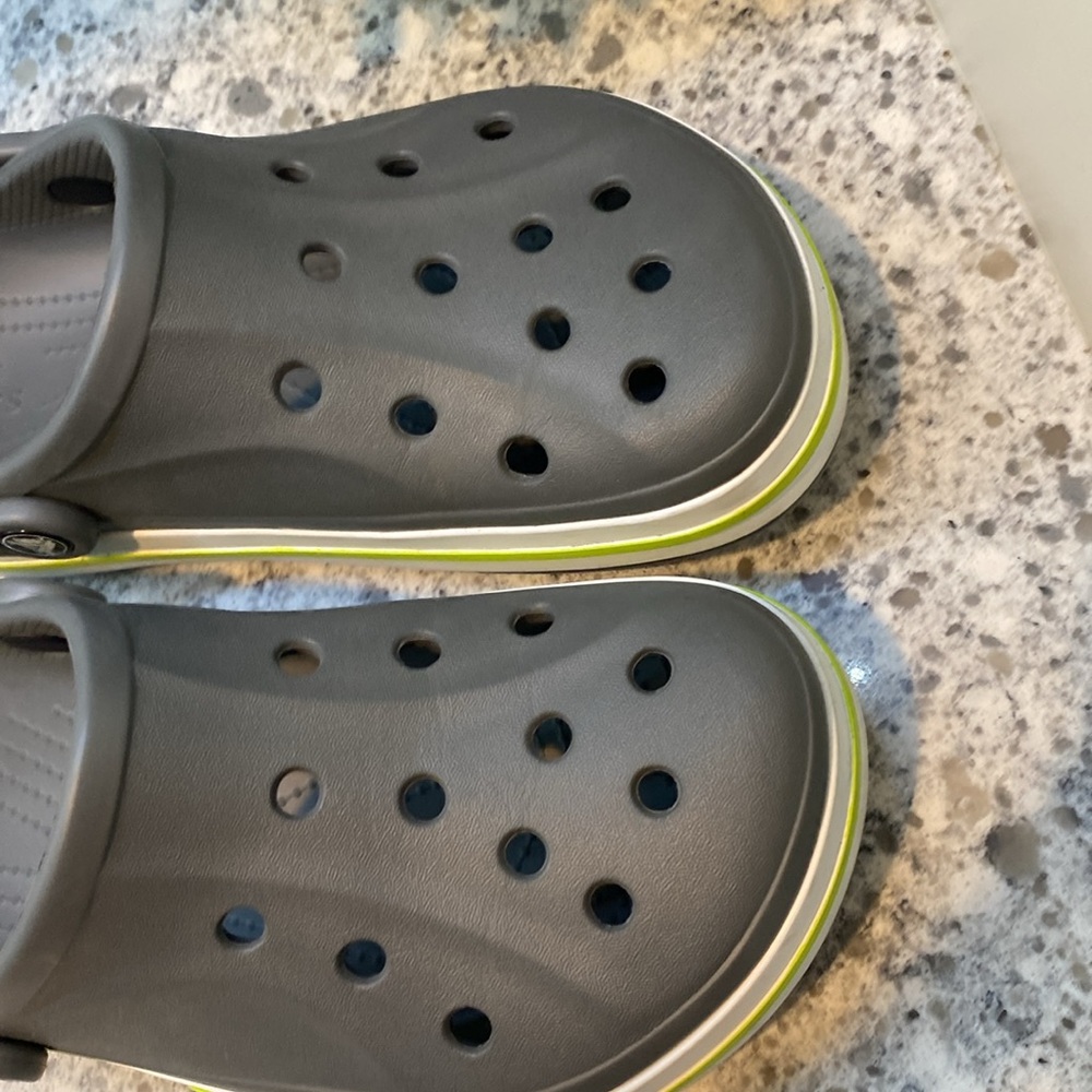 CROCS Gray and Lime Green Classic Clog - Picture 2 of 8